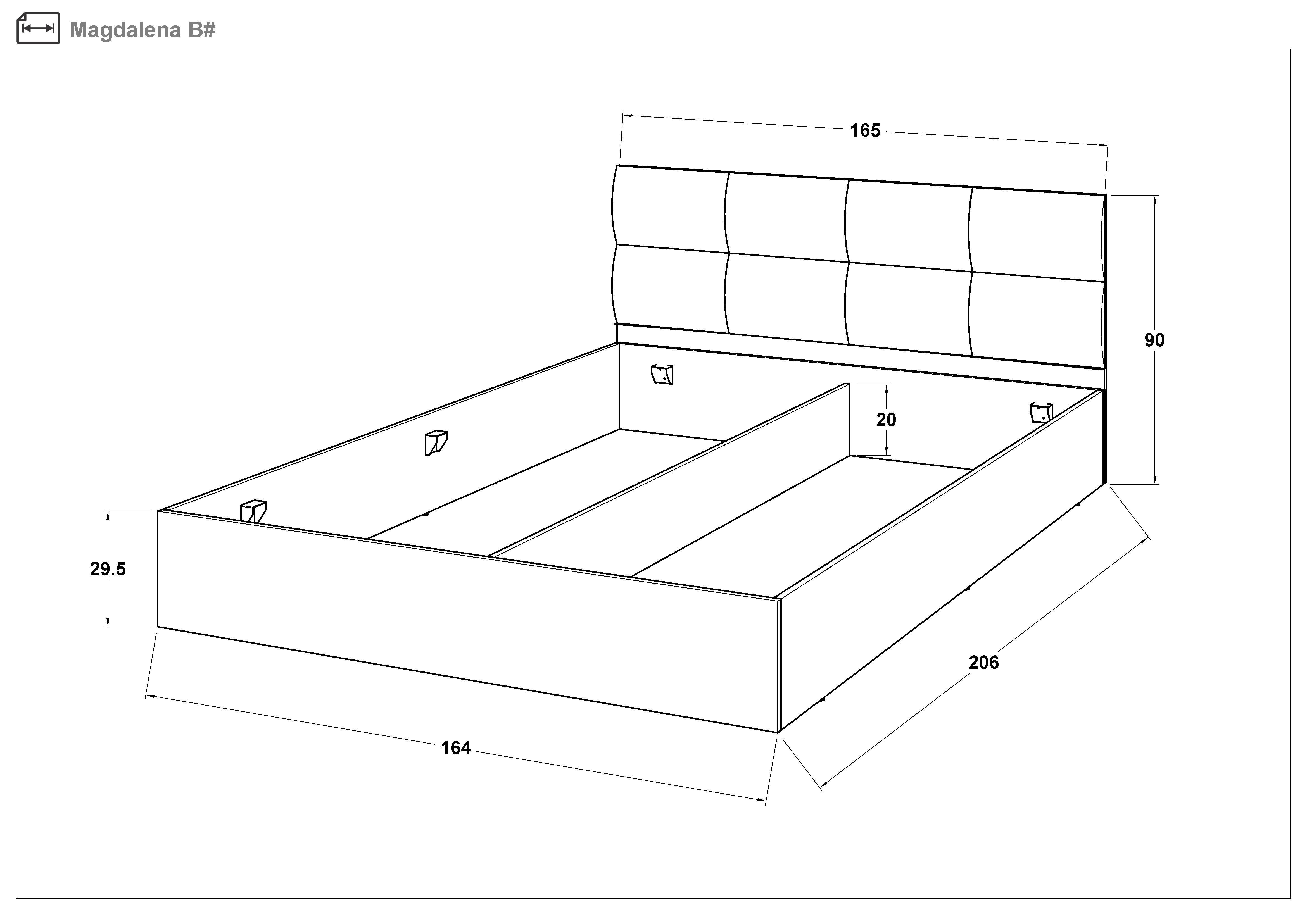 Bedroom furniture set for mattress 140/200 Estell 4, Antique oak + white leather  3